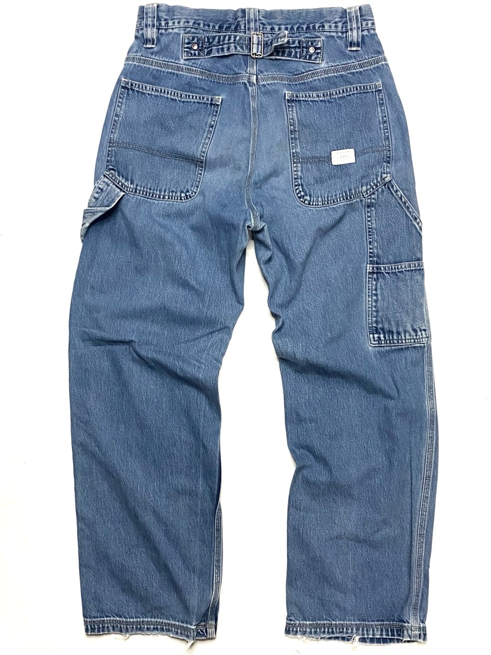 Vintage Gap Mens Wide Leg Buckle Back Button Fly Denim Carpenter Jeans 29x30